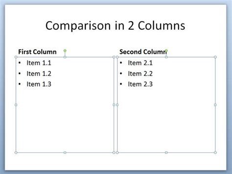 2 Columns Slide Layout In Powerpoint 2010