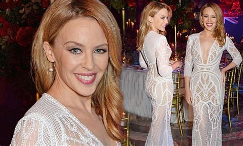 Kylie Minogue Stuns In Plunging Semi Sheer Gown As She Is Named Australian Of The Year In The Uk