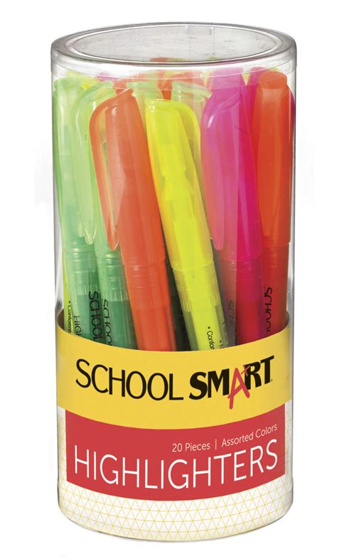 School Smart Highlighter Chisel Tip Assorted Colors Pack Of 20