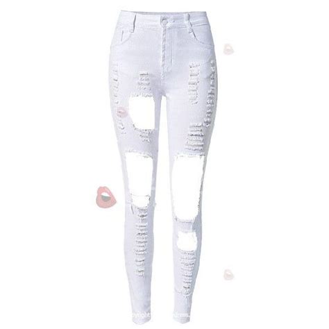 Womens Stylish Ripped High Waist Jeans High Waisted Distressed Jeans