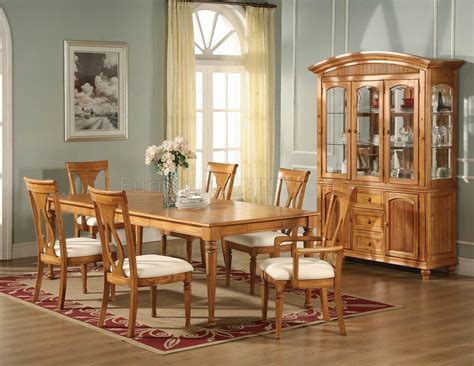 This 7 piece standard height dining set is the perfect addition to your dining room. Pine Finish Traditional 5Pc Dining Set w/Optional Items