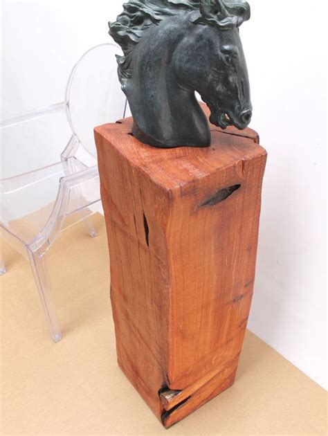 Reclaimed Timber Pedestal Art Sculpture Stand Display Russet