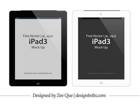 Download Free Vector Apple iPad 3 Tablet Mockup In (.ai & .eps) Format