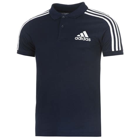 Adidas Mens 3 Stripes Logo Polo Shirt Tee Top Cotton Print Casual Short