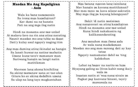 Ano Ang Mensahe Ng Awit Na Masdan Mo Ang Kapaligiran