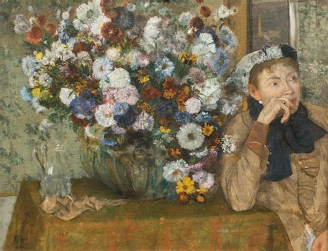Edgar Degas A Woman Seated Beside A Vase Of Flowers Edouard Manet Paintings Edgar