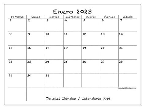 Calendario Enero De 2023 Para Imprimir “772ds” Michel Zbinden Sv