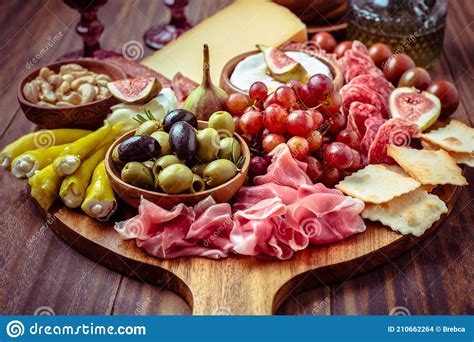 Charcuterie Antipasti Platter With Assortment Of Italian Salami