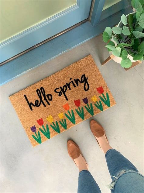 Flower Doormat Hello Spring Welcome Mat Front Porch Decor New Home