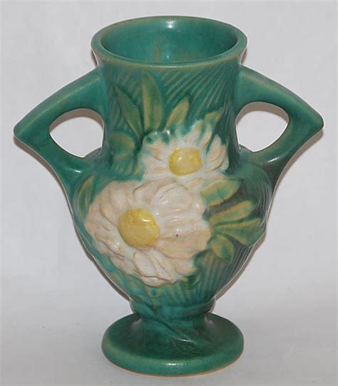 Roseville Pottery Peony Green Vase 168-6 from Just Art Pottery