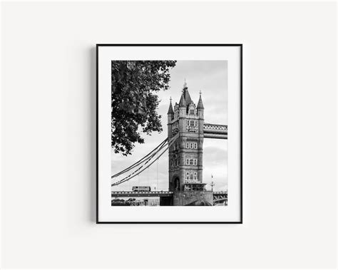 London Tower Bridge Black And White London Photography Print Etsy