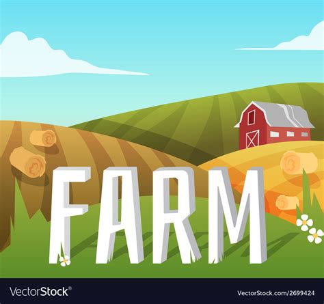 Farm Landscape Royalty Free Vector Image Vectorstock