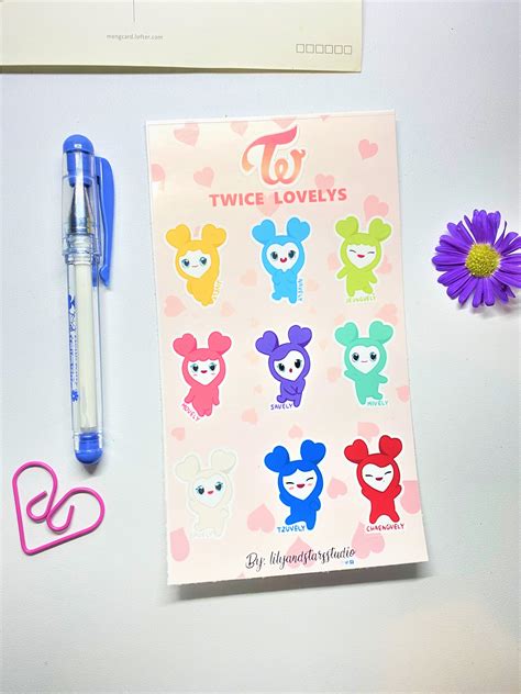 Twice Lovelys Sticker Sheet Kpop Merch Cute Twice Etsy