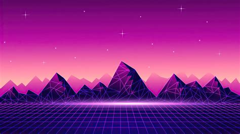 Synthwave Mountains Pink Sky
