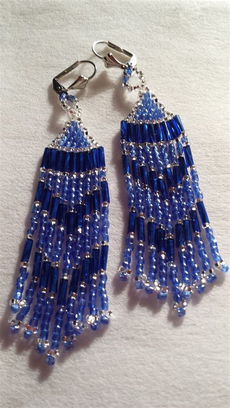 Bugle And Seed Bead Earrings Made By Emily Charpentier Beaded Earrings
