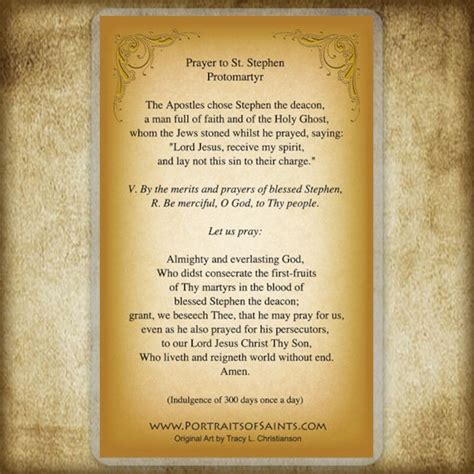 St Stephen The Protomartyr Prayer Card The First Martyr Etsy