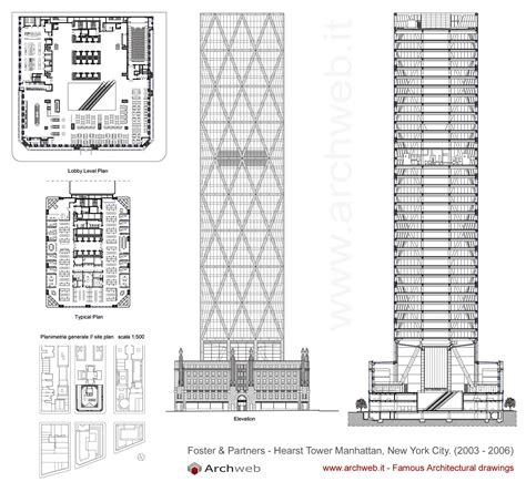 An Architectural Drawing Shows The Various Sections Of A Tall Building