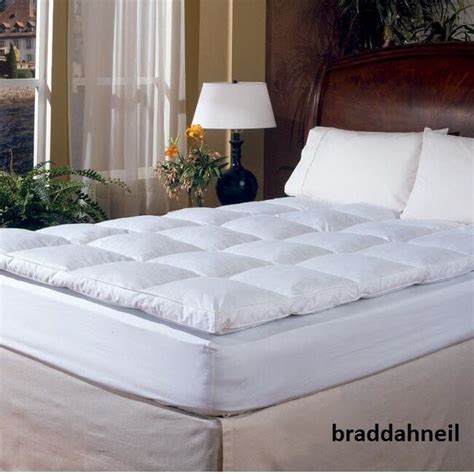 Sweet jojo designs white goose feather topper and down baffle box featherbed mattress cover top. King Size Feather Down Bed Mattress Topper Pad Cover ...