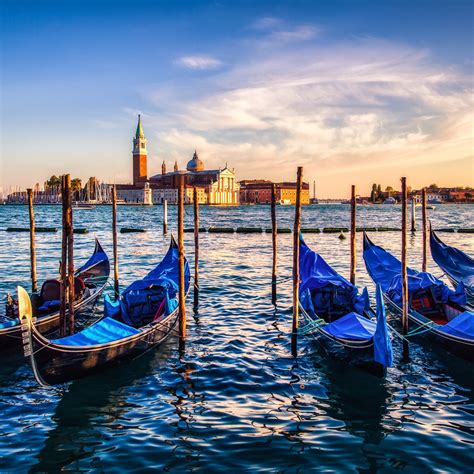 Download Wallpaper Gondolas From Venice At Sunset 2224x2224