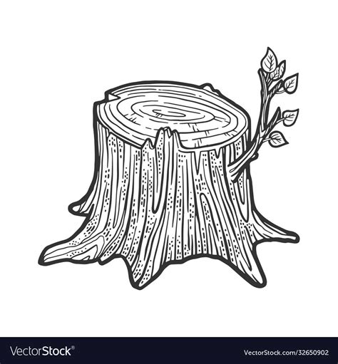 Tree Stump With Sprout Sketch Royalty Free Vector Image