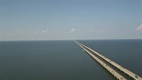 5k Stock Footage Aerial Video Of The Lake Pontchartrain Causeway With