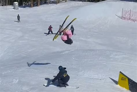 Watch Skier Attempts Double Backflip Off A Rail Powder