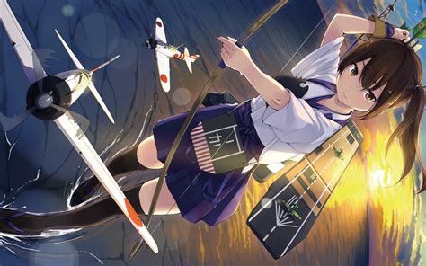 Unasaka Ryou Kaga Aircraft Carrier Girl Wallpaper Hd Anime 4k
