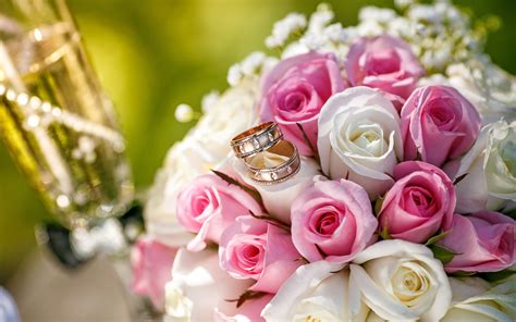 Fonds Décran Fleurs De Mariage Bouquet Rose Et Roses Blanches