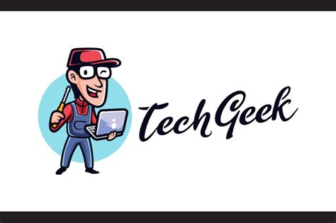Cartoon Tech Geek Mascot Logo By Unrealstock On Envato Elements