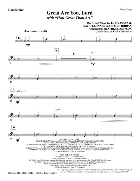 Great Are You Lord With How Great Thou Art Double Bass Sheet Music