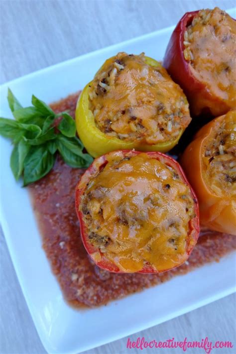 Italian Stuffed Bell Peppers Recipe With Rice Ground Beef