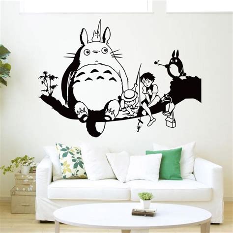 Looking to decorate your room with some wicked anime wall stickers? Totoro Anime Wall Decal | Wall stickers living room, Wall ...