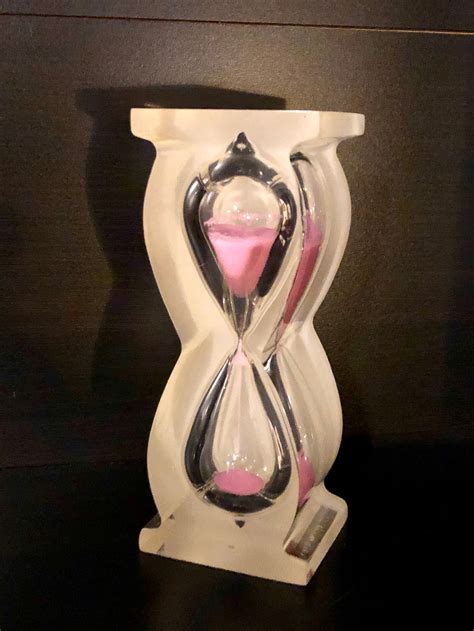 Vintage Large Op Art Hourglass Encased In Resin Lucite Pink Etsy