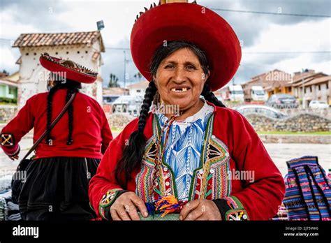 A Portrait Of An Indigenous Quechua Woman At The Sunday Market In The