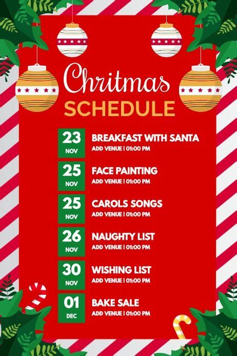 Christmas Schedule Event Flyer Templates Poster Template Free
