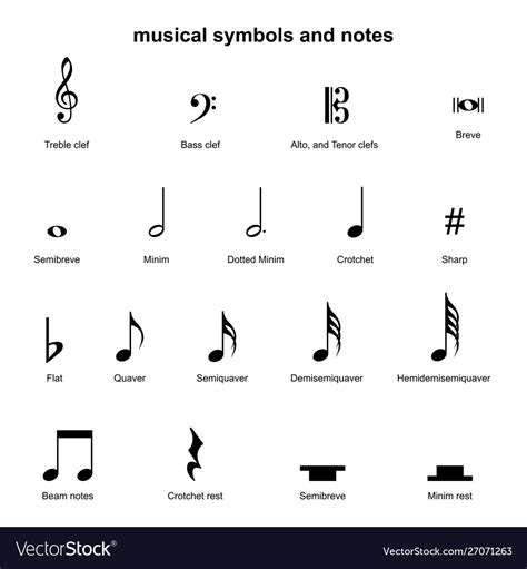 Set Musical Symbols Elements Musical Symbols Vector Image