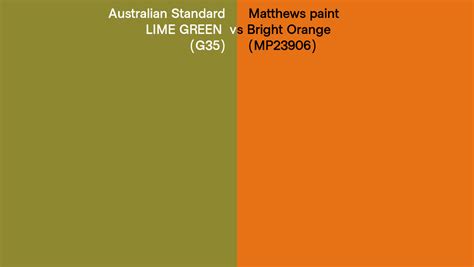 Australian Standard Lime Green G35 Vs Matthews Paint Bright Orange