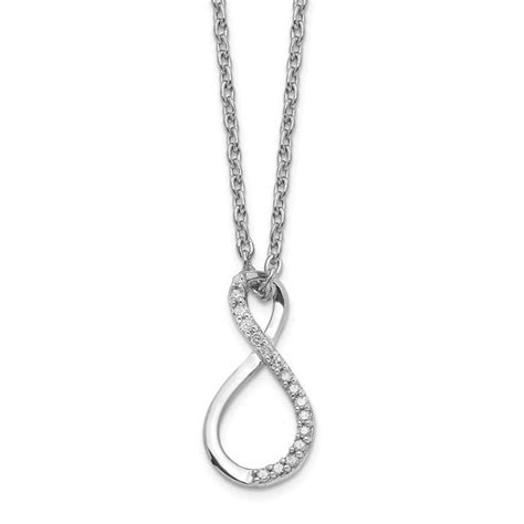 Sterling Silver Genuine Diamond Accent Vertical Infinity Necklace