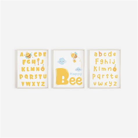 Bumble Bee Alphabet Poster Abc Print Honey Bee Decor Bee Etsy
