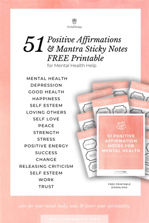 51 Positive Affirmations And Mantras For Mental Health Help Owlsandindigo