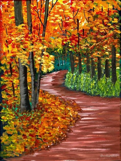 Autumn Path Acrylic Painting Photographic Print By Dholland57