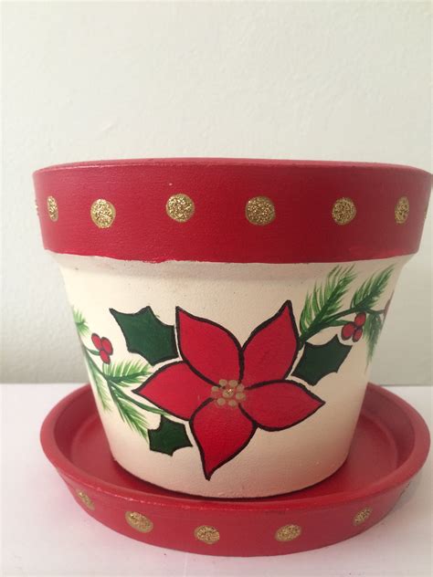 Decorated Clay Flower Pots For Christmas