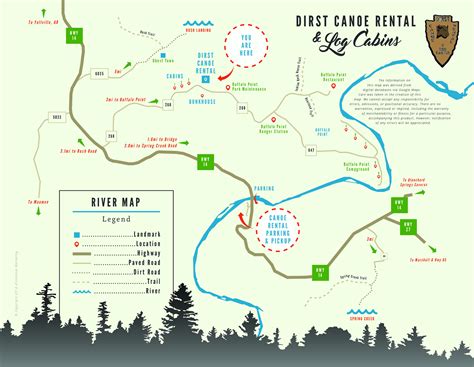 River Map Dirst Canoe Rental And Log Cabins Buffalo National River