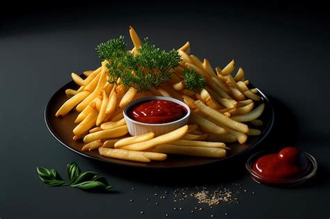 Premium Photo French Fries And Ketchup