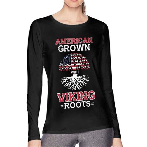 American Grown With Proud Viking Roots Round Neck Long Sleeve Tee 2430 Shirts Pilihax