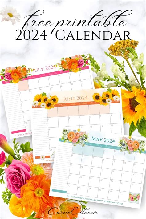 Cute Floral Printable Calendar Yesmissy