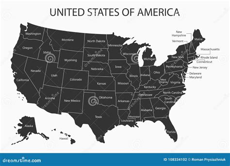 Usa Karte Mit Zustandsnamen Kartographie Der Vereinigten Staaten Von