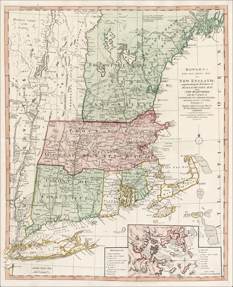 Bowless New One Sheet Map Of New England Comprehending The Provinces Of Massachusets Bay And