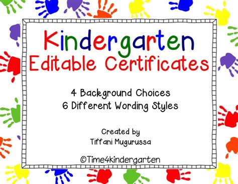 Kindergarten Certificates Completion Diploma Editable Preschool