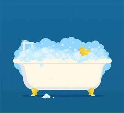 Bathtub Bubbles Soap Duck Vector Illustration Bath